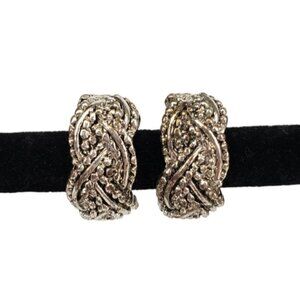 Vintage Vendome Women's Clip On Earrings Silver Tone Braid